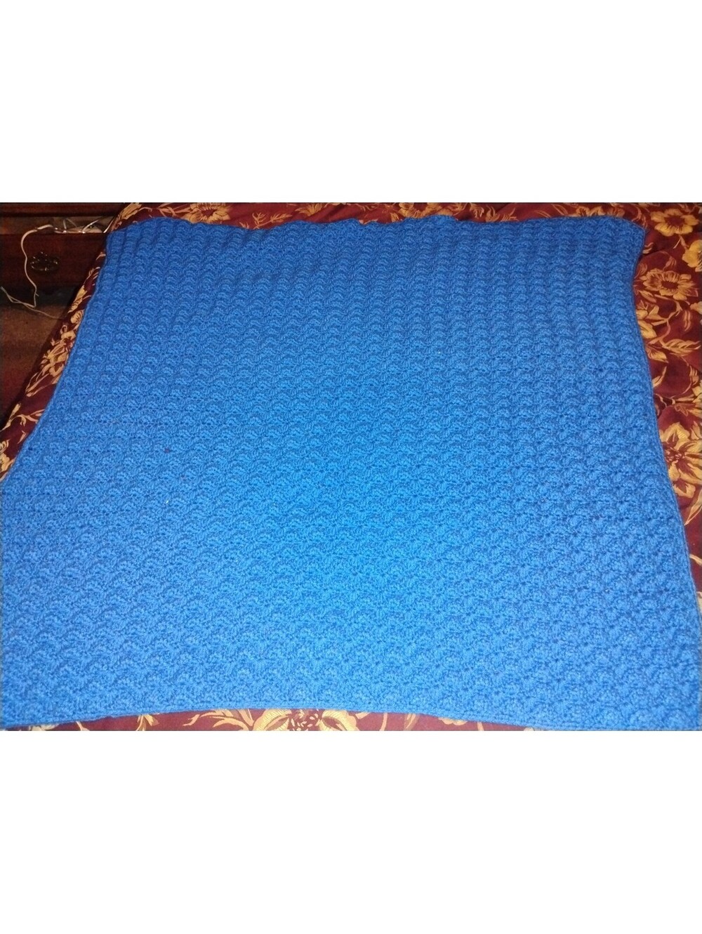 Handmade Blue Crochet Sofa Throw Blanket